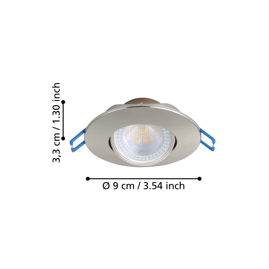 Eglo - Pack de 10 downlights empotrables LED/4,9W/230V 2700/4000/6500K Ø 9 cm cromo mate