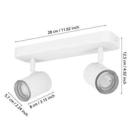 Eglo - Foco para baño 2xGU10/5W/230V IP44 blanco