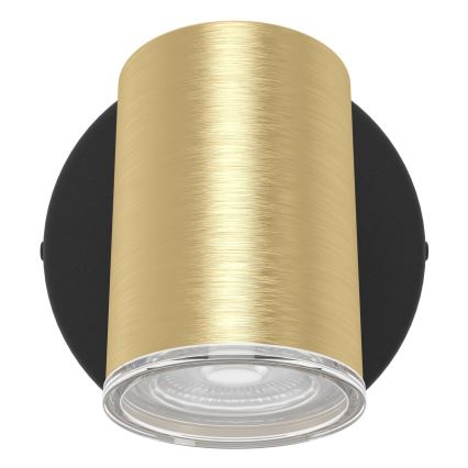 Eglo - Aplique de pared para baño tipo foco 1xGU10/5W/230V IP44 negro/dorado