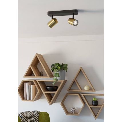 Eglo - Aplique de baño 2xGU10/5W/230V IP44 negro/dorado