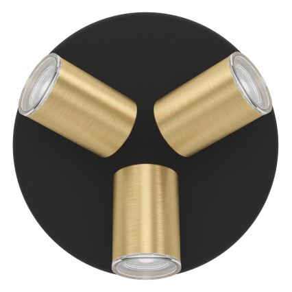Eglo - Foco para baño 3xGU10/5W/230V Ø 25 cm IP44 negro/dorado