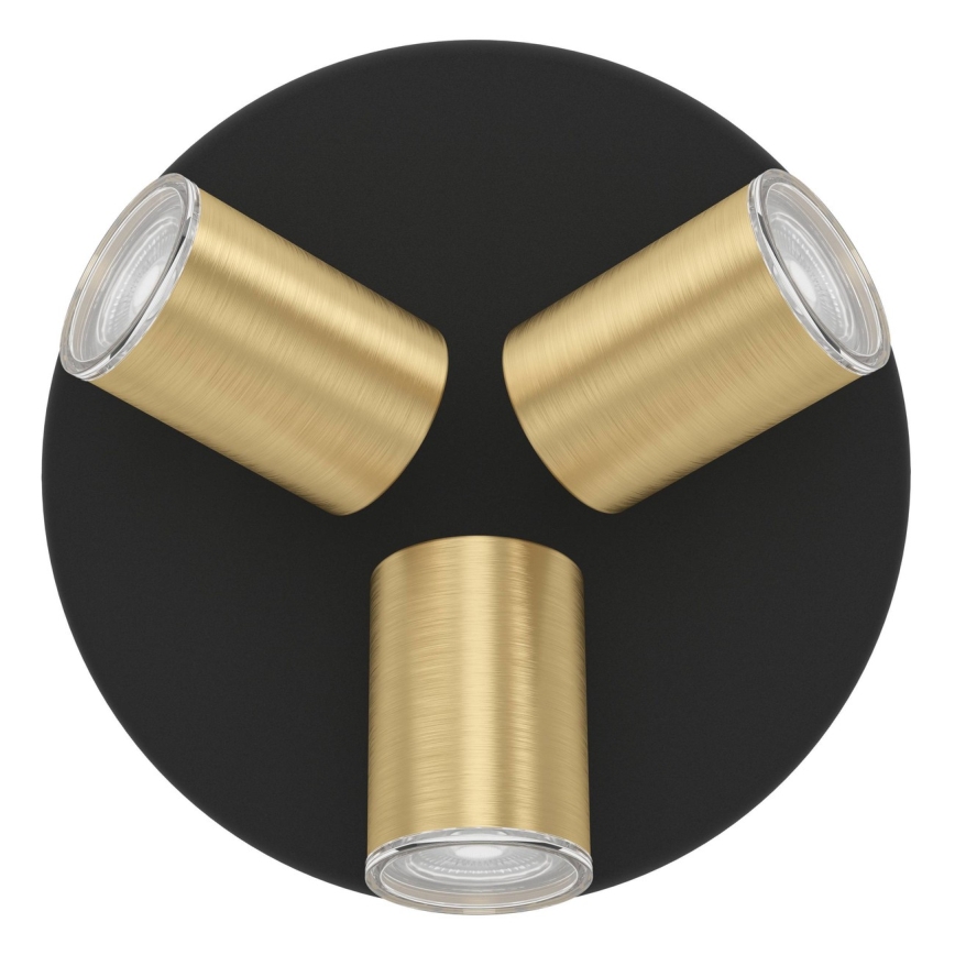 Eglo - Foco para baño 3xGU10/5W/230V Ø 25 cm IP44 negro/dorado