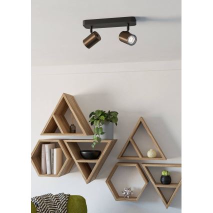 Eglo - Foco de baño tipo spot 2xGU10/5W/230V IP44 negro/marrón