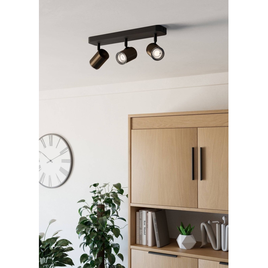 Eglo - Lámpara spot para baño 3xGU10/5W/230V IP44 negro/marrón