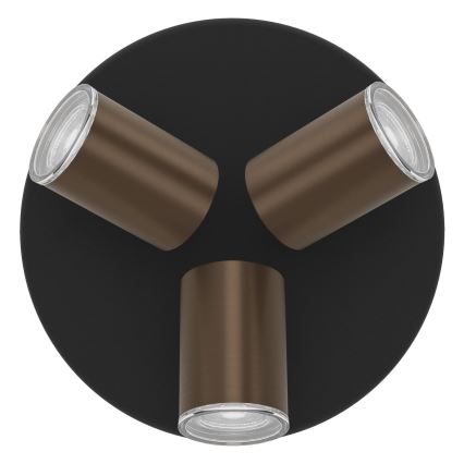 Eglo - Lámpara de focos para baño 3xGU10/5W/230V IP44 negro/marrón