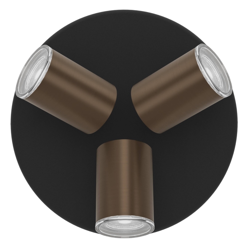 Eglo - Lámpara de focos para baño 3xGU10/5W/230V IP44 negro/marrón