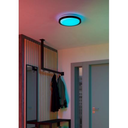 Eglo 300684 - Luminaria de techo regulable LED RGBW MALERAMARA-Z LED/14W/230V 2700-6500K Ø 35,7 cm negra/dorada + mando a distancia