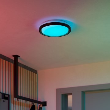 Eglo 300684 - Luminaria de techo regulable LED RGBW MALERAMARA-Z LED/14W/230V 2700-6500K Ø 35,7 cm negra/dorada + mando a distancia