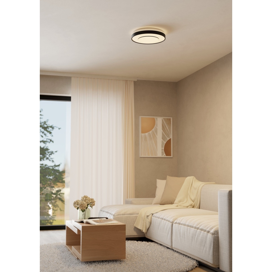 Eglo 300688 - Lámpara de techo LED RGBW regulable MONTERIGGIONI-Z LED/18,5W/230V 2700-6500K Ø 38,4 cm negra + mando a distancia