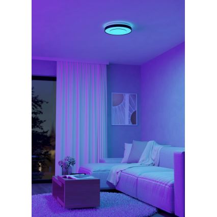 Eglo 300688 - Lámpara de techo LED RGBW regulable MONTERIGGIONI-Z LED/18,5W/230V 2700-6500K Ø 38,4 cm negra + mando a distancia
