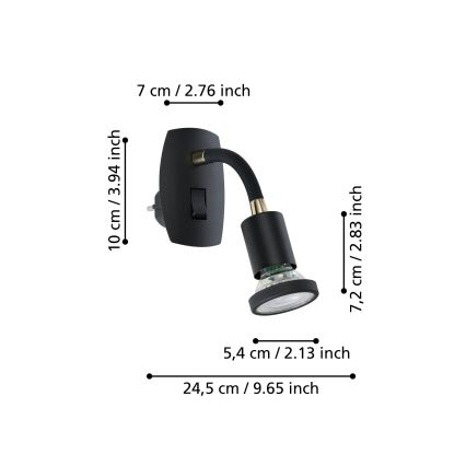 Eglo - Lámpara LED para enchufe 1x GU10/4,5W/230V negra