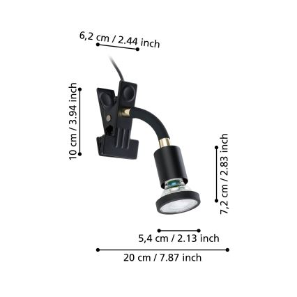 Eglo - Lámpara LED con pinza 1xGU10/4,5W/230V negra
