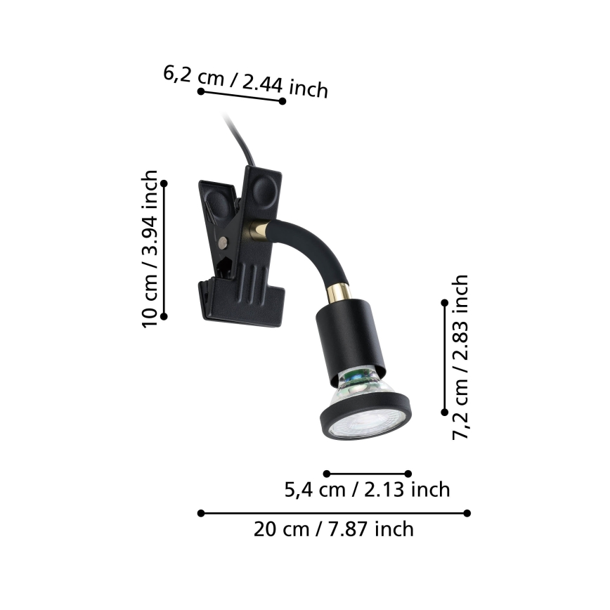 Eglo - Lámpara LED con pinza 1xGU10/4,5W/230V negra