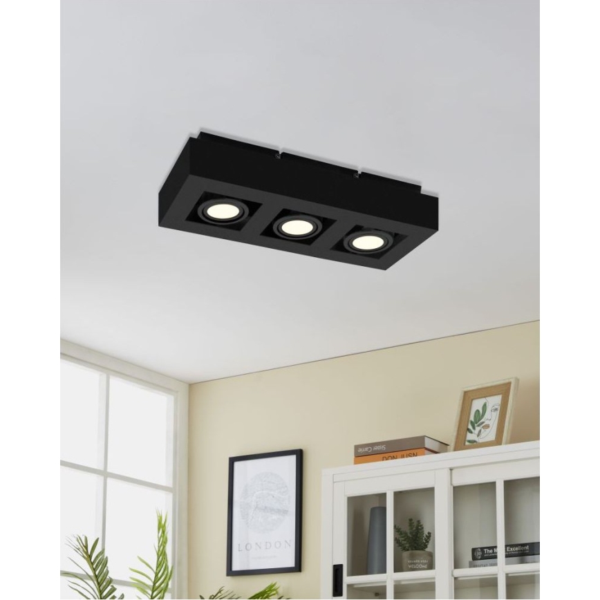Eglo 31064 - Foco LED empotrable MENDOZA 3xLED/4,7W/230V 3000K negro