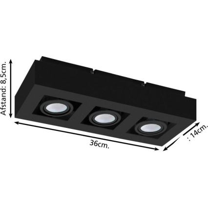 Eglo 31064 - Foco LED empotrable MENDOZA 3xLED/4,7W/230V 3000K negro