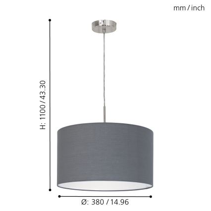 Eglo - Lámpara colgante con cable 1xE27/60W/230V