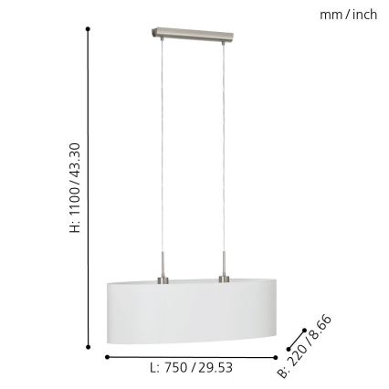 Eglo - Lámpara colgante con cable 2xE27/60W/230V