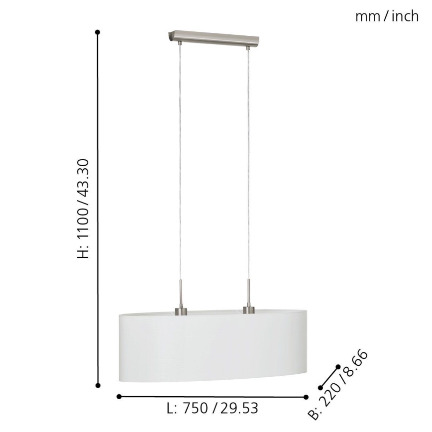 Eglo - Lámpara colgante con cable 2xE27/60W/230V