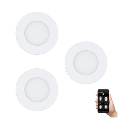Eglo 31741 - Juego de 3 downlights empotrables LED regulables para baño FUEVA-Z LED/2,8W/230V 2700-6500K IP44 blanco, diámetro 8,5 cm