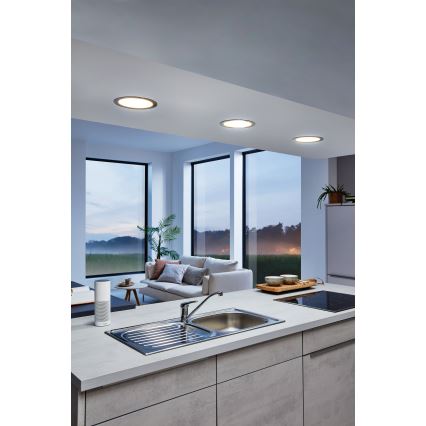 Eglo 31744 - Foco empotrado LED regulable para baño FUEVA-Z LED/10,5W/230V 2700-6500K IP44 negro, diámetro 16,5 cm