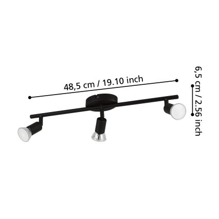 Eglo - Foco LED 3xGU10/2,8W/230V 3000K negro