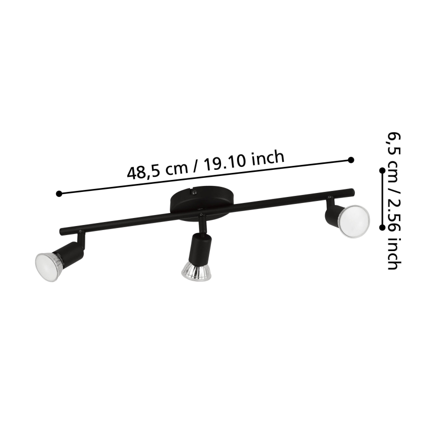 Eglo - Foco LED 3xGU10/2,8W/230V 3000K negro