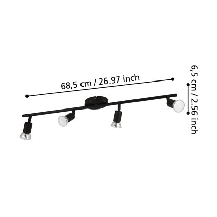 Eglo - Foco LED 4xGU10/2,8W/230V 3000K negro