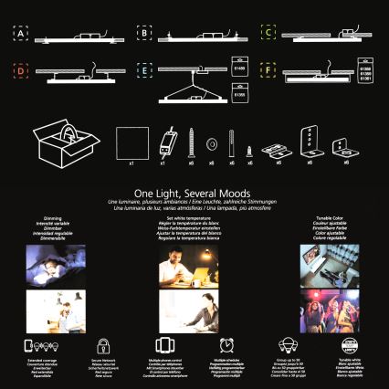 Eglo 32734 - LED RGBW regulable de montaje en superficie 2 en 1 SALOBRENA-C LED/34W/230V blanco + mando a distancia