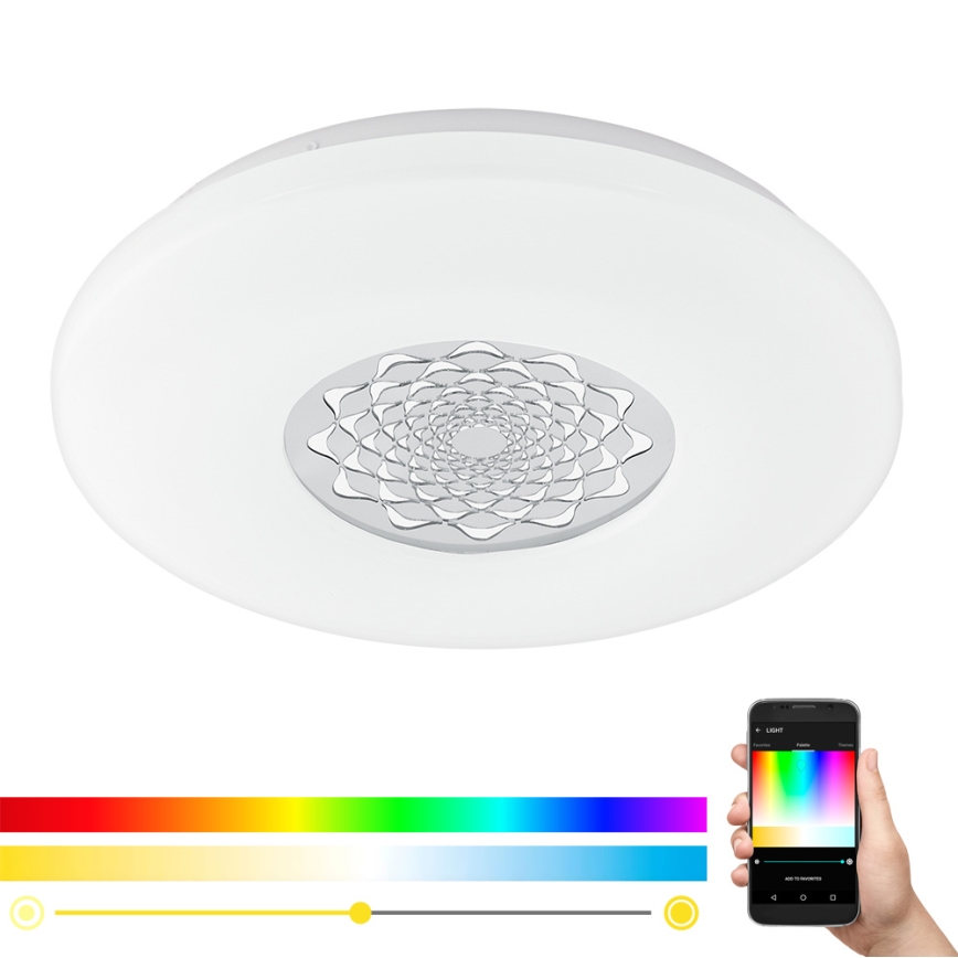 Eglo 33248 - Lámpara de techo LED RGBW regulable CAPASSO-C LED/17W/230V 2700–6500 K, Ø 34 cm