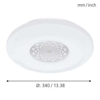 Eglo 33248 - Lámpara de techo LED RGBW regulable CAPASSO-C LED/17W/230V 2700–6500 K, Ø 34 cm
