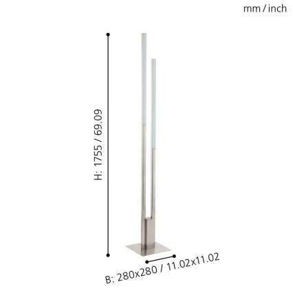Eglo 33323 - Lámpara de pie LED RGBW regulable FRAIOLI-C 2xLED/17W/230V 2700-6500K cromo mate