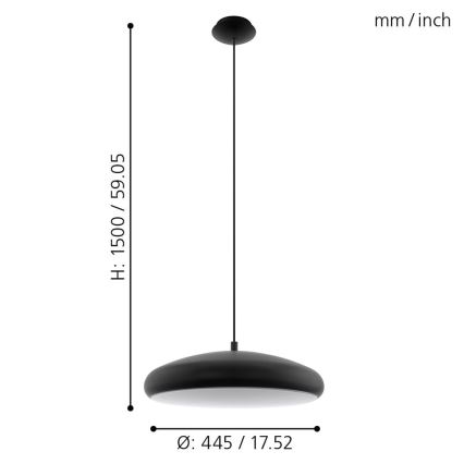 Eglo 33328 - LED RGBW Lámpara colgante regulable RIODEVA-C LED/27W/230V 2700-6500K negro