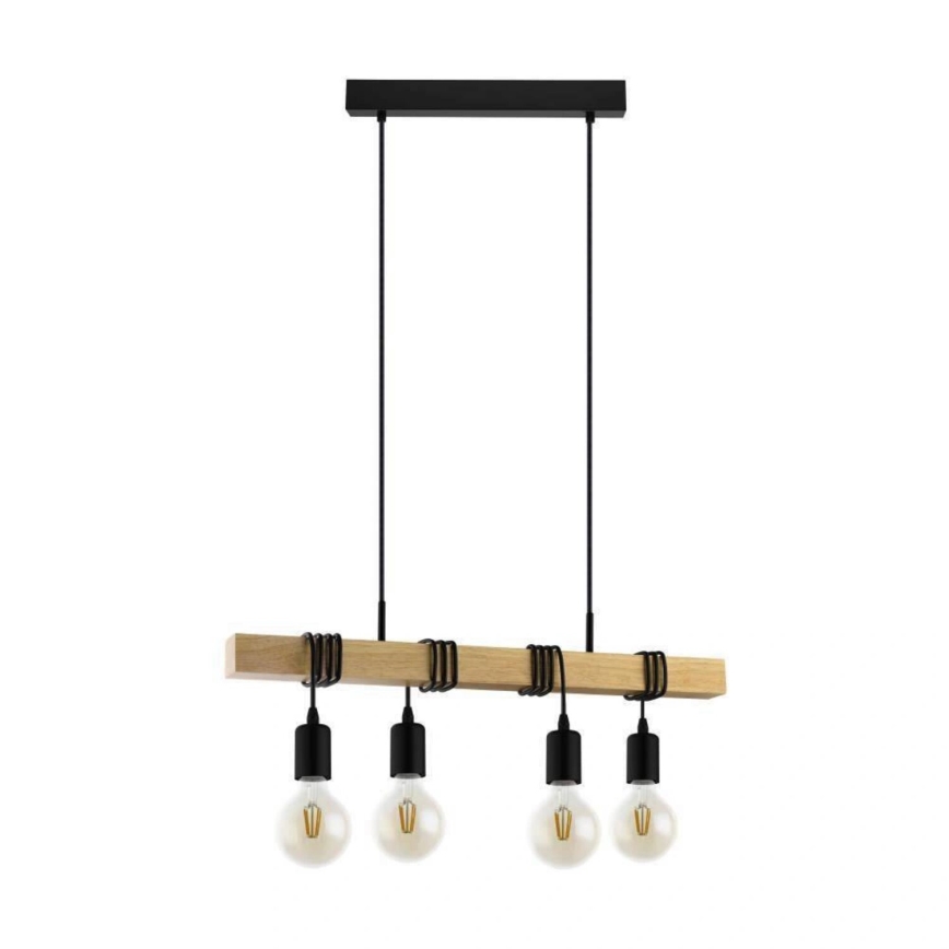 Eglo 33378 - Lámpara de araña LED con cable TOWNSHEND 4xE27/4W/230V 2200K beige/negro