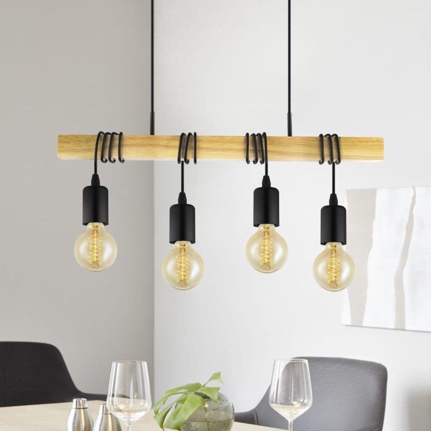Eglo 33378 - Lámpara de araña LED con cable TOWNSHEND 4xE27/4W/230V 2200K beige/negro
