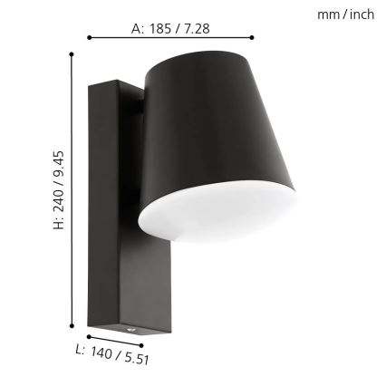 Eglo 33559 - LED Aplique de exterior regulable CALDIERO-C 1xE27/9W/230V IP44