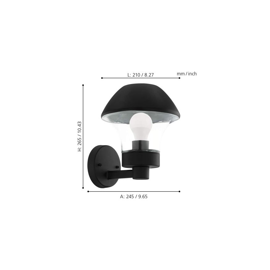 Eglo 33567 - Aplique de pared LED regulable para exterior VERLUCCA-C 1xE27/9W/230V IP44