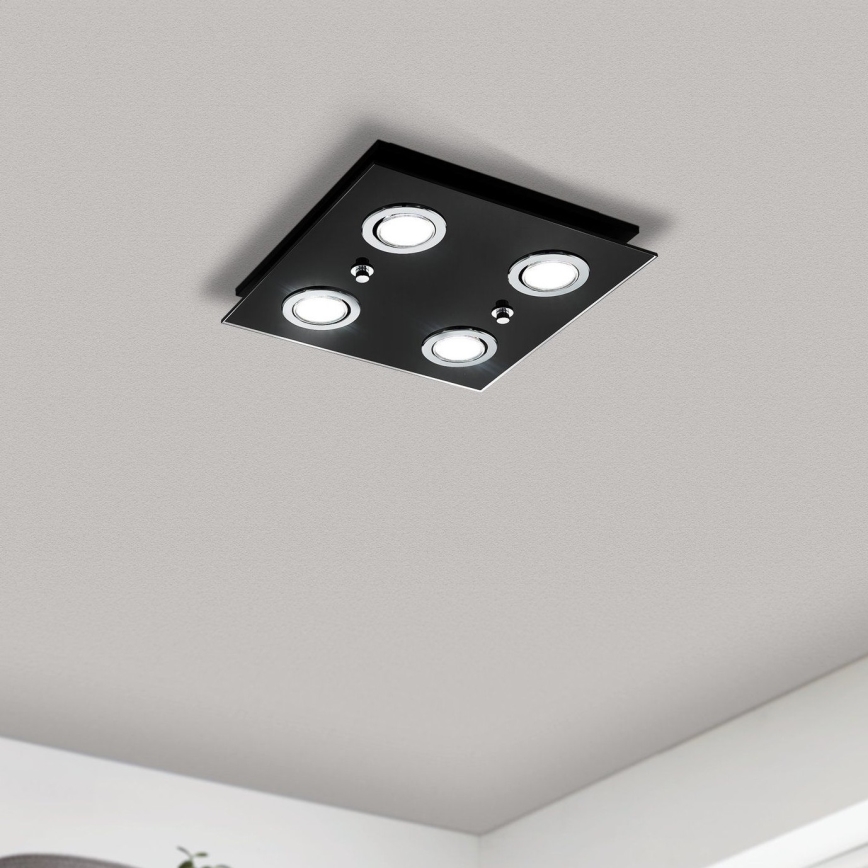 Eglo 33804 - Plafón LED GRATTINO 4xGU10/2,8W/230V 3000K negro
