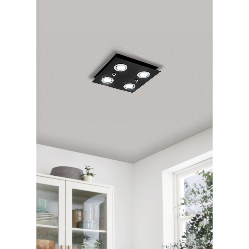 Eglo - Plafón LED 4xGU10/2,8W/230V 3000K negro