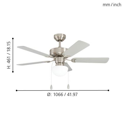 Eglo - Ventilador de techo CADIZ 1xE27/40W/230V