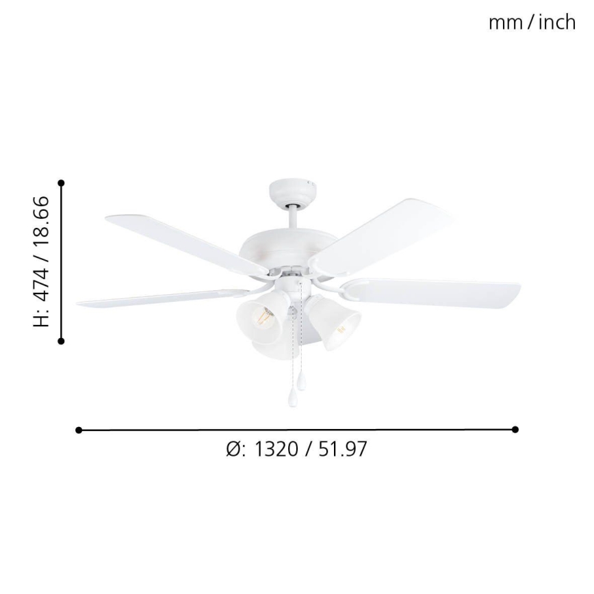 Eglo - Ventilador de techo 3xE27/40W/230V blanco