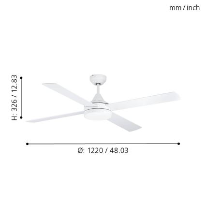 Eglo - Ventilador de techo LED LED/20W/230V 3000/4000/5000K + control remoto blanco