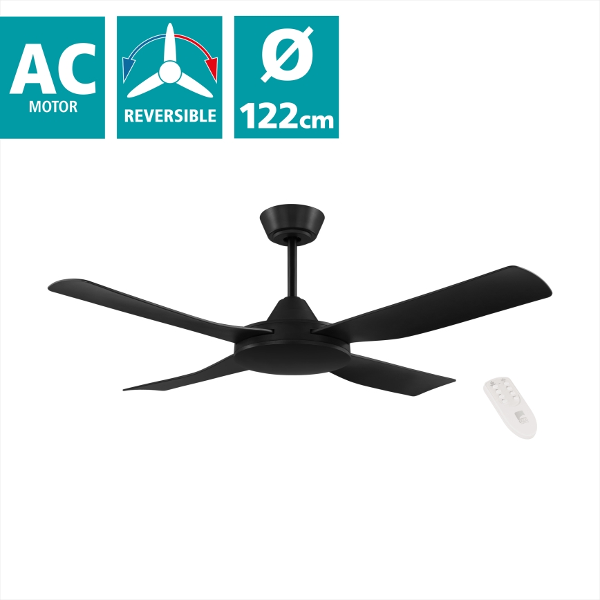Eglo - Ventilador de techo 52W/230V negro + mando a distancia