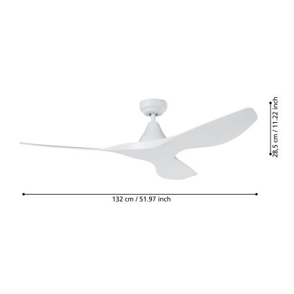 Eglo - Ventilador de techo Ø 132 cm, blanco, con mando a distancia