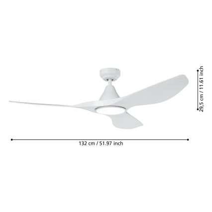 Eglo - Ventilador de techo LED/19W/230V Ø 132 cm blanco + mando a distancia