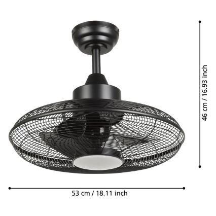 Eglo - Ventilador de techo LED/15 W/230 V Ø 53 cm negro + mando a distancia