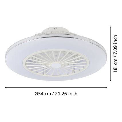 Eglo - Ventilador de techo LED regulable 3xLED/12,6W/230V Ø 55 cm blanco + mando a distancia