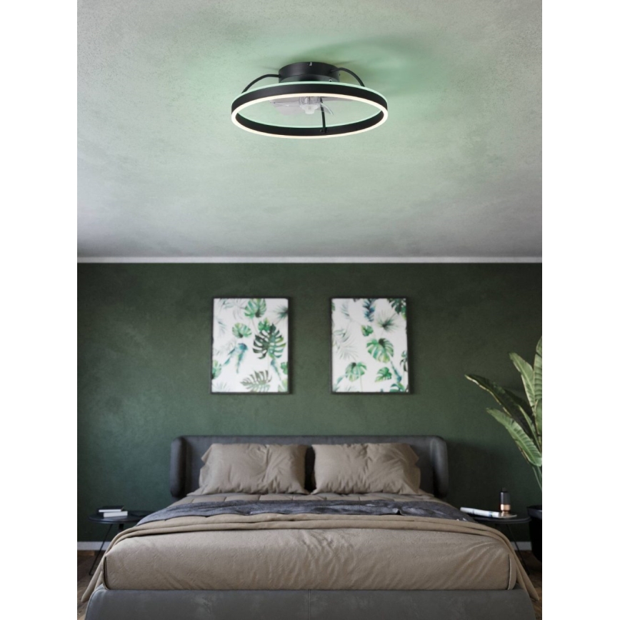 Eglo - Ventilador de techo LED RGBW regulable LED/36W/230V 3000-6500K Ø 50 cm negro + mando a distancia