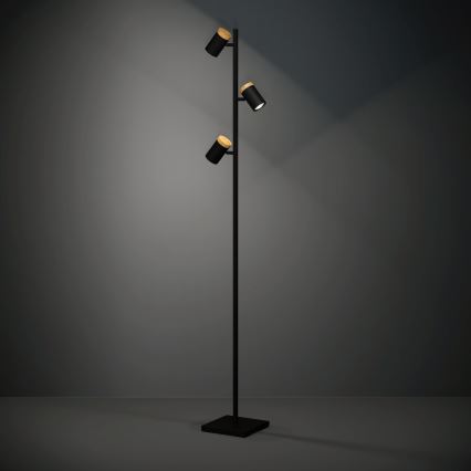 Eglo - Lámpara LED de pie 3xGU10/4,5W/230V 3000K negro/marrón
