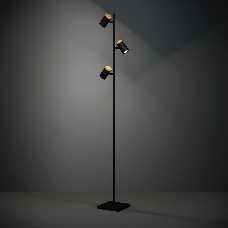 Eglo - Lámpara LED de pie 3xGU10/4,5W/230V 3000K negro/marrón