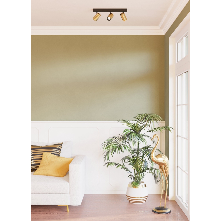 Eglo - Foco LED 3xGU10/4,5W/230V 3000K negro/dorado